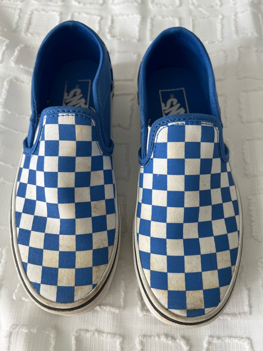 VANS Classic Slip-On Checkerboard Women's Sneakers Blue White 721356 Sz 6